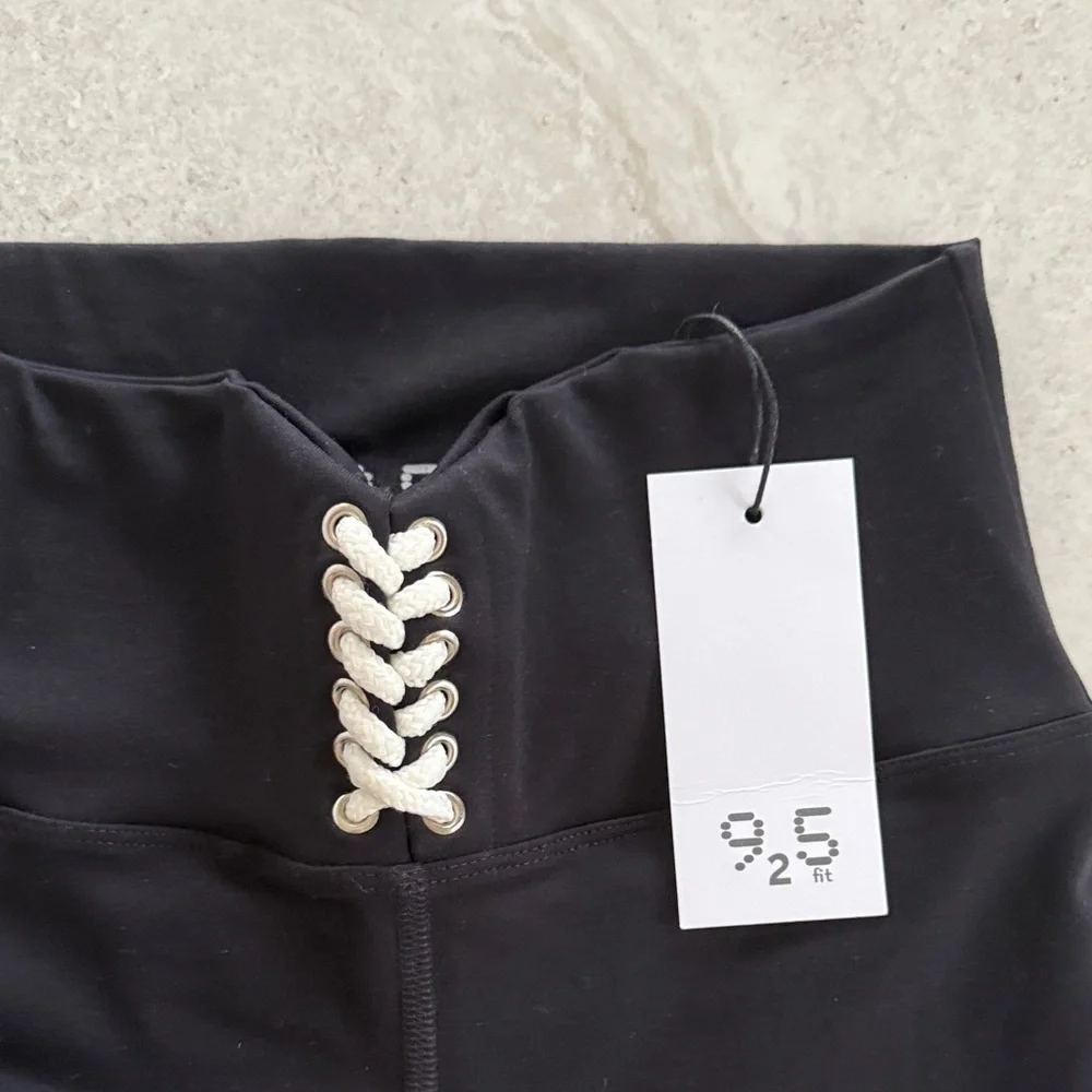 925fit Eva Leggings w/Lace Accent sz S adult black NWT